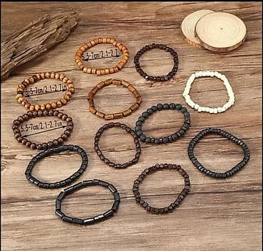 muncuqdan qolbaqlar: 24 ədəd/ dəst – Təsadüfi dizaynlı kişi/uni seks muncuq bilərzikləri - — 4