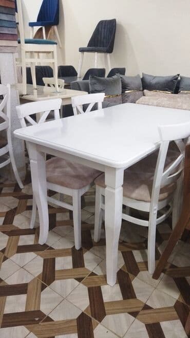 stol kuxna: Mətbəx üçün, Yeni, Açılmayan, Dördbucaq masa, 4 stul — 2