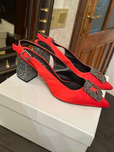 derihan ayakkabı: Tuflilər, Ölçü: 37, rəng - Qırmızı, İşlənmiş — 3