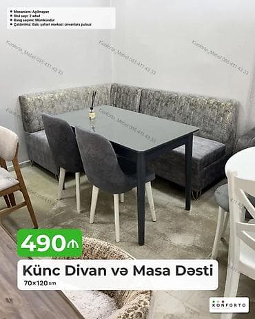 Divan və masa dəstləri: Künc Divan və Masa Dəsti - Dəst tərkibi: künc divan + 1 masa + 2 ədəd — 1