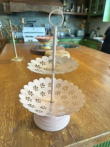 cay daşı: Tort və şiriniyyat qabı, rəng - Çəhrayı, Metal — 2