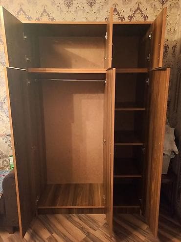 3 qapılı, Siyirməli, Qəhvəyi, Digər material, Açılan, Düz dolab — 3