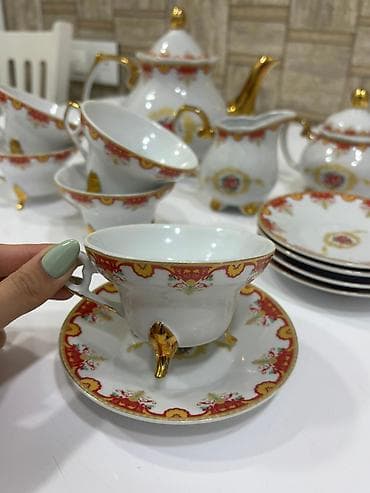 Qab-qacaq və mətbəx ləvazimatları: Çay dəsti, rəng - Ağ, Farfor — 2