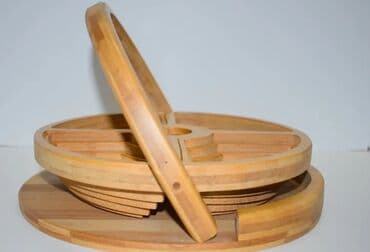 деревянная спальня: Qulplu meyvələr üçün, əl istehsalı taxta qatlanan səbət. менажница — 4