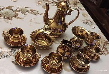 Çay dəsti, rəng - Qızılı, Keramika — 1