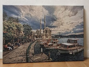boks sekilleri: Kətan tablo – İstanbul sahil mənzərəsi - Yüksək keyfiyyətli kətan — 1