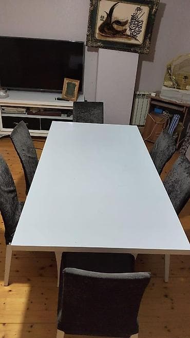 Dəst mebel – yemək masası, 6 ədəd oturacaq və TV/komod konsolu - — 1