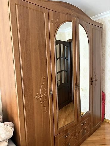 qarderov: 4 qapılı, Güzgülü, Qəhvəyi, Digər material, Açılan, Düz dolab — 2