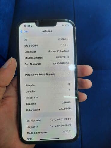 ayfon qiymeti: IPhone 13 Pro Max, 256 ГБ, Blue Titanium, Face ID — 7