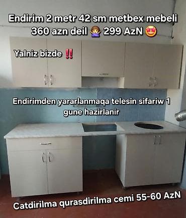 quxna stollari: &Sara Hal hazirda metbex mebellerimiz endirimle 360 azn deil cemi — 1