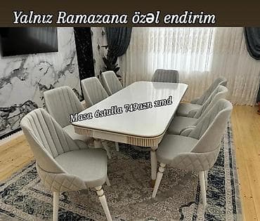 demir dekor: Qonaq otağı üçün, Yeni, Açılmayan, Dördbucaq masa, 6 stul — 2