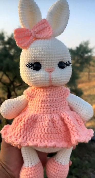 Yumşaq oyuncaqlar: Amigurumi dovşan oyuncağı – əl işi toxunma - Material: yumşaq — 1