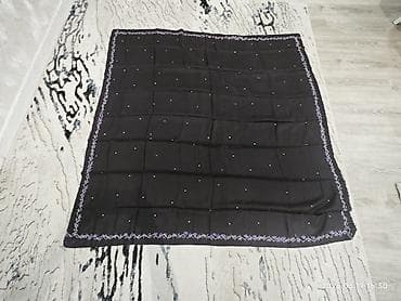 tekstil: Orjinal şeki kəlağayısı - Rəng: Dərin qara fonda ağ xırda nöqtələr — 2