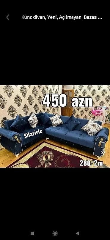 tek taxtlar: Künc divan, Qonaq otağı üçün, Parça, Bazalı, Açılan, Kitab — 2