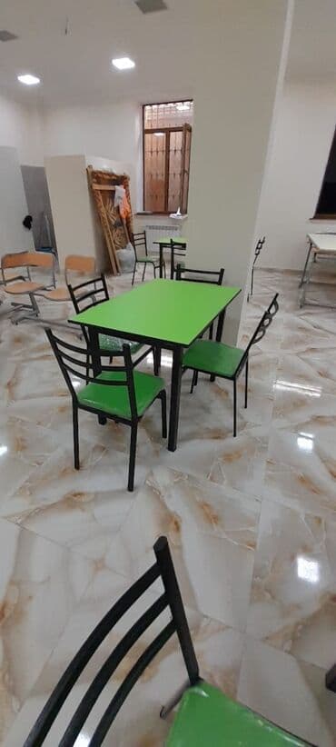 bağça üçün: Yeni, Kvadrat masa, 9 stul, Açılmayan, Stullar ilə, Metal, Azərbaycan — 24