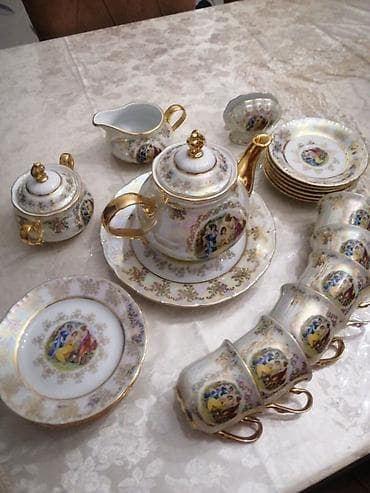 Çay dəsti, rəng - Qızılı, Farfor, 6 nəfərlik, Çexiya — 3