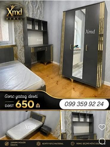 usag ucun: Gənc yataq dəsti – XMD Mebel Dəst tərkibi: - Tək nəfərlik çarpayı — 1