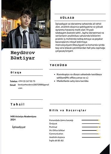 komputer isleri vakansiya: Xidmət: Analitik və ofis dəstəyi üzrə junior mütəxəssis Xülasə: - — 1