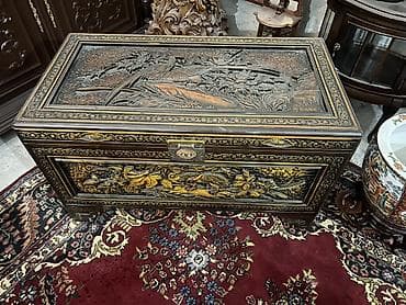 Əl oyma naxışlı dekorativ sandıq - Material: masiv ağac - Üslub: Şərq