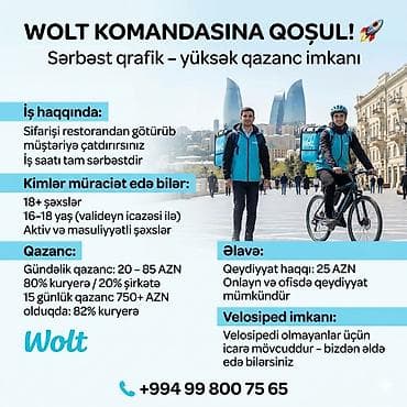 bolt qaynar xətt: Sürücü-kuryer tələb olunur, Şəxsi nəqliyyat vasitəsi ilə, Gündəlik ödəniş, Təcrübəsiz — 1