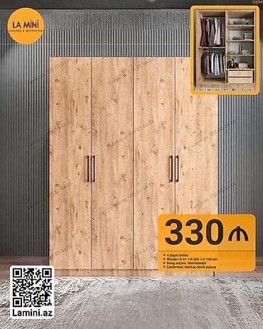 hamam dolapları: - Model: 4 qapılı dolab - Material və dizayn: Təbii ağac teksturalı — 1