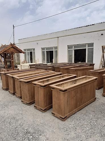 Горшки для растений: Açıq məkan üçün taxta dekorativ güldan/klumbalar - Material: təbii — 2