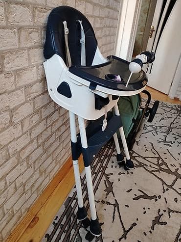 uşaq stol: Kidilo uşaq yemək stulu - Rəng: tünd göy/ağ - 5 nöqtəli təhlükəsizlik — 5