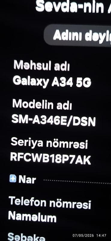 a25 5g: Samsung Galaxy A34 5G, rəng - Mavi, İki sim kartlı — 2