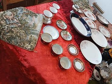 Kolleksiya porselen və keramika süfrə dəsti - Qədim üslubda müxtəlif