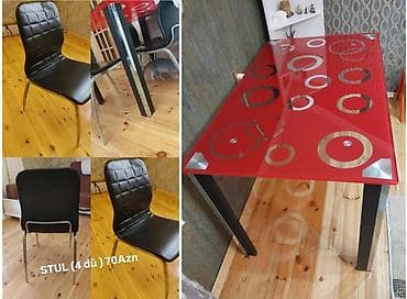 Mətbəx üçün, İşlənmiş, Kvadrat masa, 4 stul