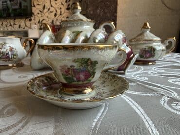 kərə yagi: Çay dəsti, rəng - Qırmızı, Keramika, 5 nəfərlik, Polşa — 7