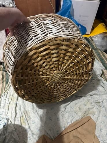 qab qacaqlar: Təbii söyüddən hörülmüş səbət - Material: təbii söyüd/qamış hörgü — 2