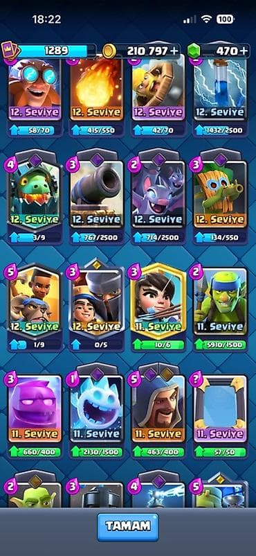 elektro gitara: Clash Royale hesabı – geniş emote və güclü kart kolleksiyası - Kral — 6
