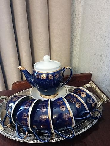 Çay dəsti, rəng - Göy, Farfor, SSRİ