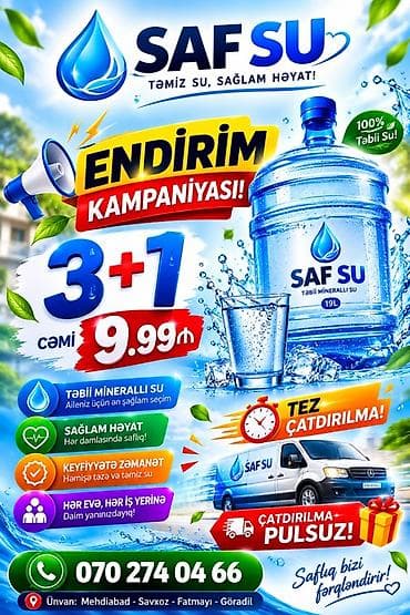 silah seyfləri: SAF SU – Təbii minerallı içməli su (19L qab) - Şüar: “Təmiz su — 2