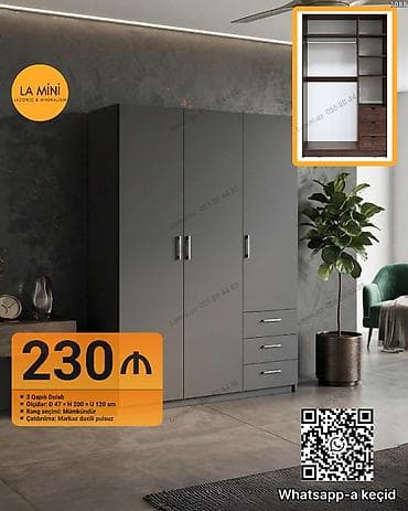 metbex şkafi: 3 qapılı dolab – LA MiNi (Laconic & Minimalism) - Ölçülər — 1