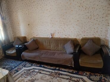 divan ayaqları: İşlənmiş, Divan, 2 kreslo, Bazalı, Açılan — 3
