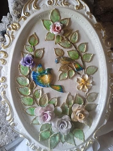 cehiz qutuları: Əl işi dekorativ oval tablo - Material: gips/kompozit əsas, əl ilə — 3