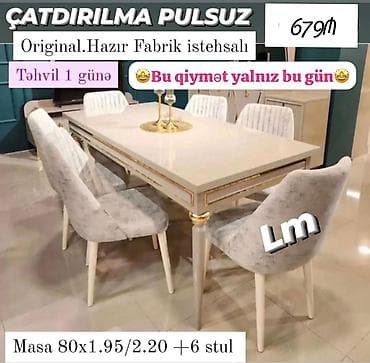 Qonaq otağı üçün, Açılan, 6 stul