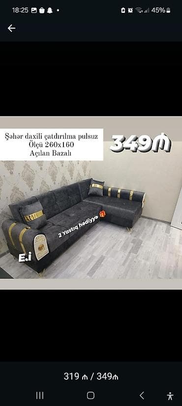 Künc divan, Açılan, Bazalı, Parça, Şəhərdaxili pulsuz çatdırılma