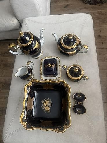 cay: Çay dəsti, rəng - Göy, Farfor — 2