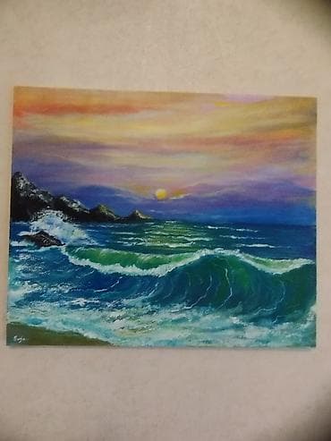 miska sekilleri: Dəniz mövzusunda orijinal rəsm tabloları - Texnika: kətan üzərində — 2