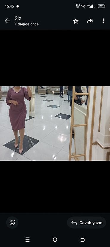 hicab ust geyimleri: Bənövşəyi rəngli qadın paltarı - Model: Dizdən bir az aşağı — 1