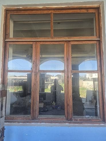 avropa ev qapıları: Taxta pəncərə və qapı dəsti - Material: təbii ağac karkas, şüşəli — 1