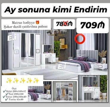 tek neferlik yataqlar: *Yataq dəsti "Yeni " 709 AZN 💥* ✔️Rəng seçimi var ✔️ *Şəhər daxili — 2