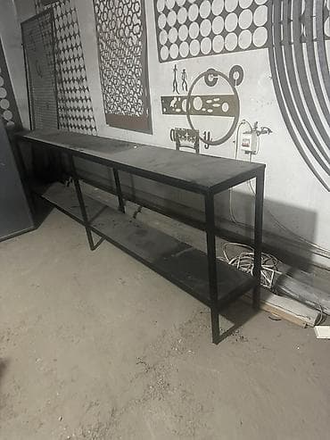 dolab ofis: Metall çərçivəli uzun iş masası - Material: Qara rəngdə metal karkas — 1
