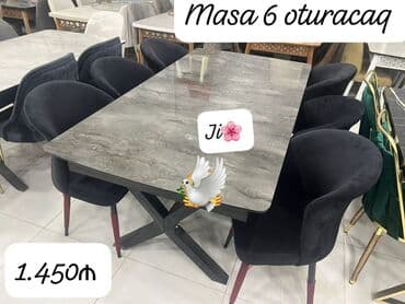 masalar ve stullar: Qonaq otağı üçün, Yeni, Dördbucaq masa, 6 stul — 1