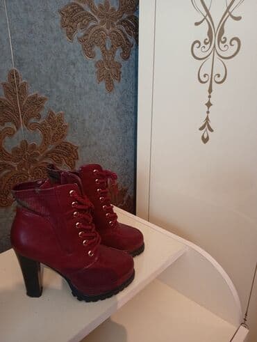 qış botları: Ölçü: 36, rəng - Qırmızı, İşlənmiş — 5