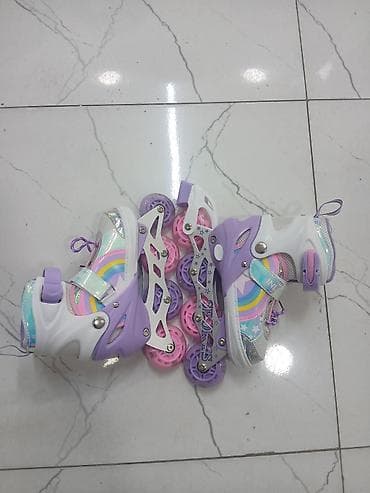 Другое для спорта и отдыха: Uşaq üçün inline təkərli konkis (roller). Rəng: bənövşəyi-ağ, pastel — 2