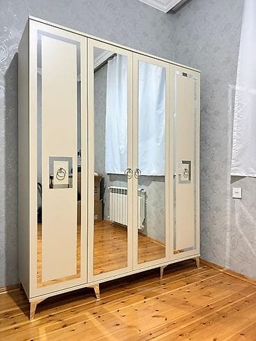 atma taxta: Yeni, 4 qapılı, Güzgülü, Bej, Digər material, Açılan, Düz dolab — 1